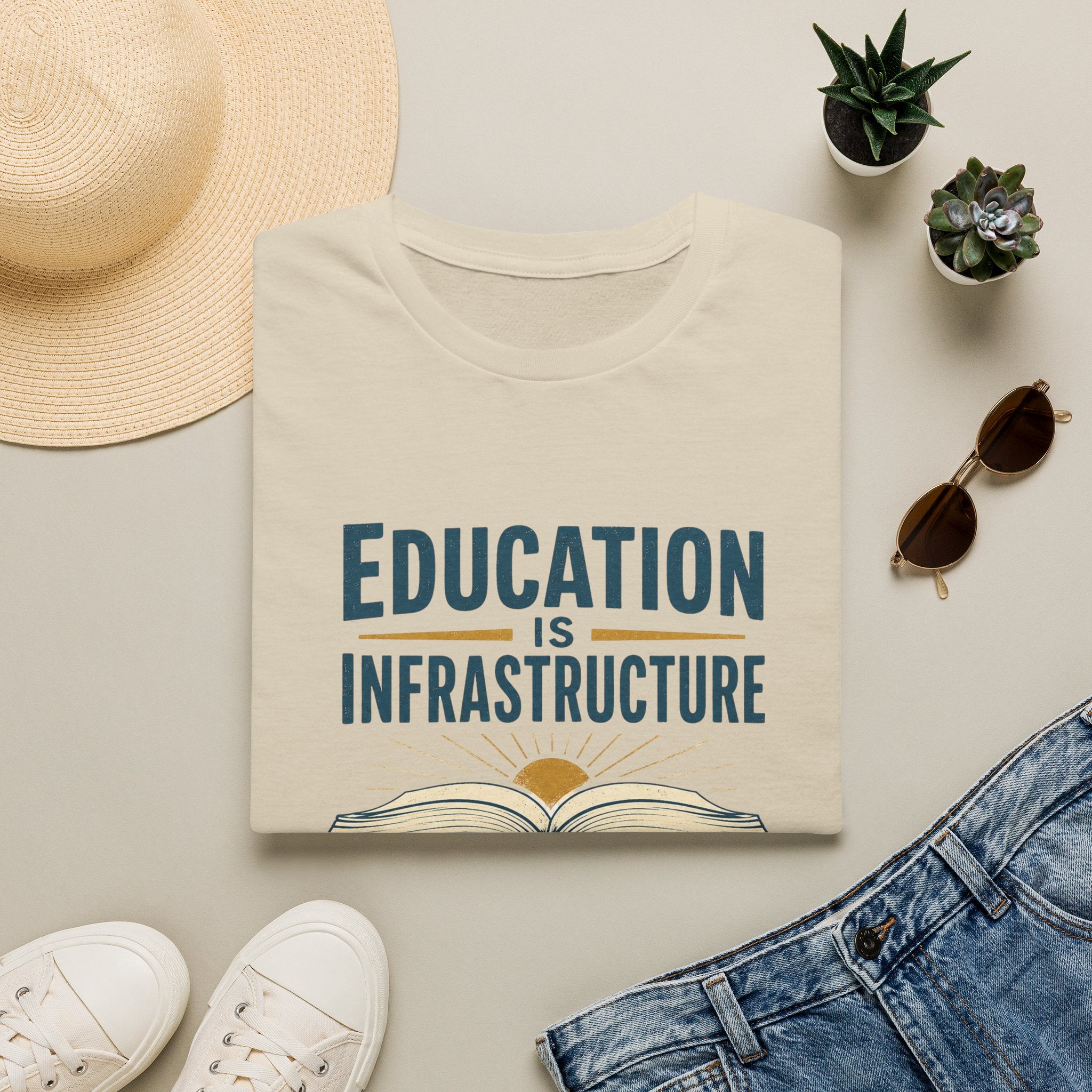 Education Is Infrastructure T-Shirt — Pro-Teachers Advocacy Tee