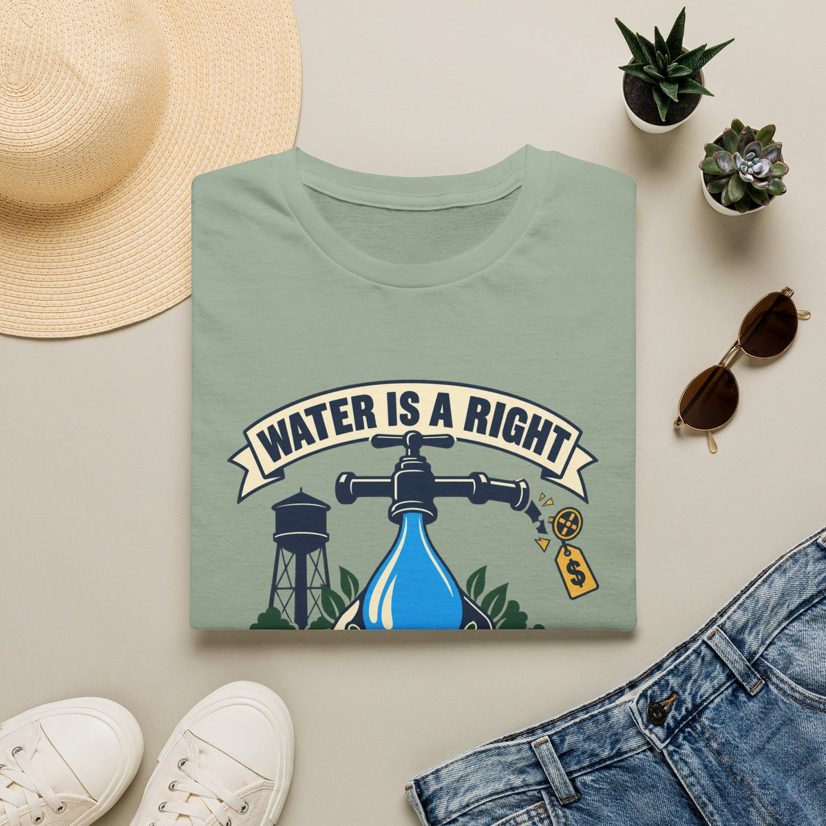 Water Is a Right T-Shirt — "Water Is a Right, Not a Revenue Stream" Environmental Tee