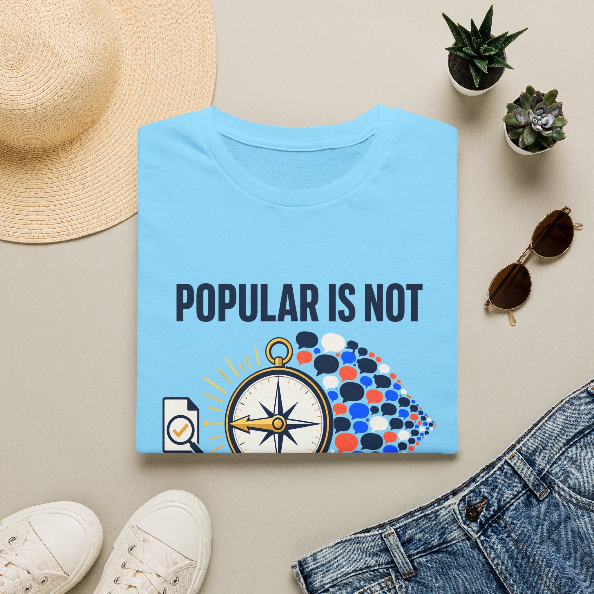"Popular Is Not The Same As True" Compass Graphic Tee