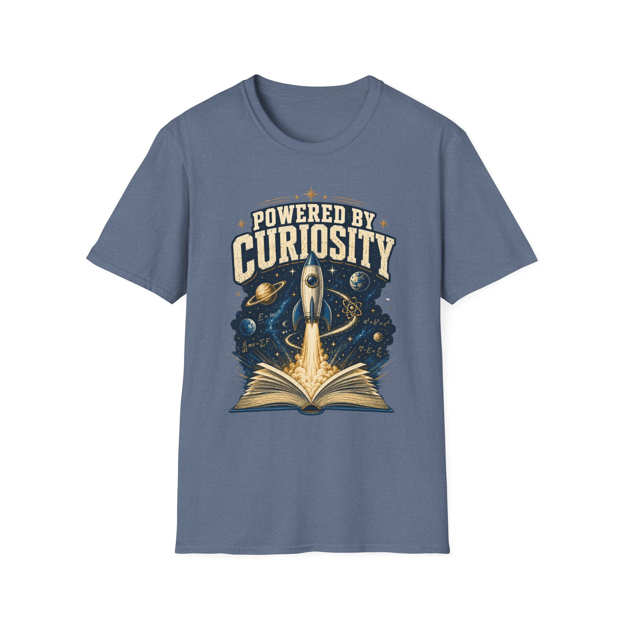 Powered by Curiosity T-Shirt — Rocket Book Space Graphic Tee
