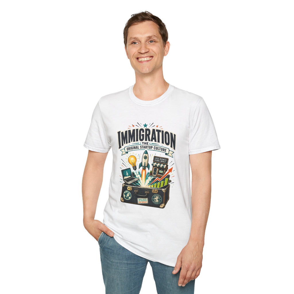 Immigration T-Shirt — "Immigration: The Original Startup Culture" Graphic Tee