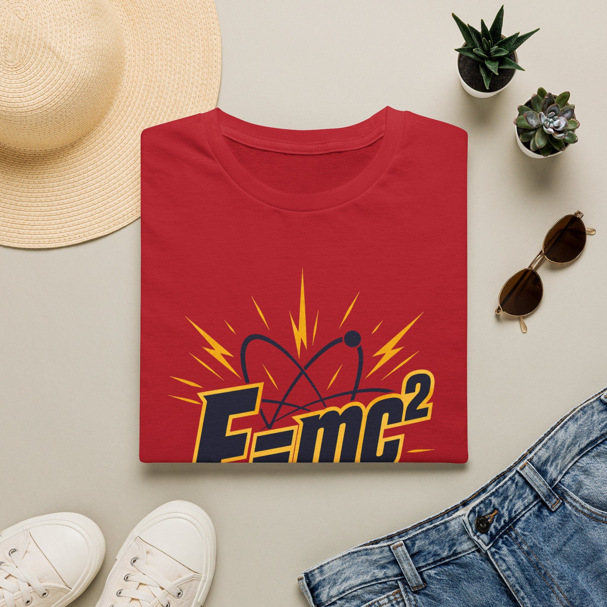 E=mc Atom Graphic T-Shirt — Retro Science Tee for Physics Lovers
