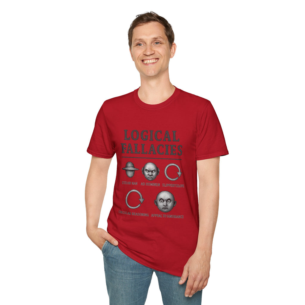 Logical Fallacies T‑Shirt — Illustrated Critical Thinking Shirt
