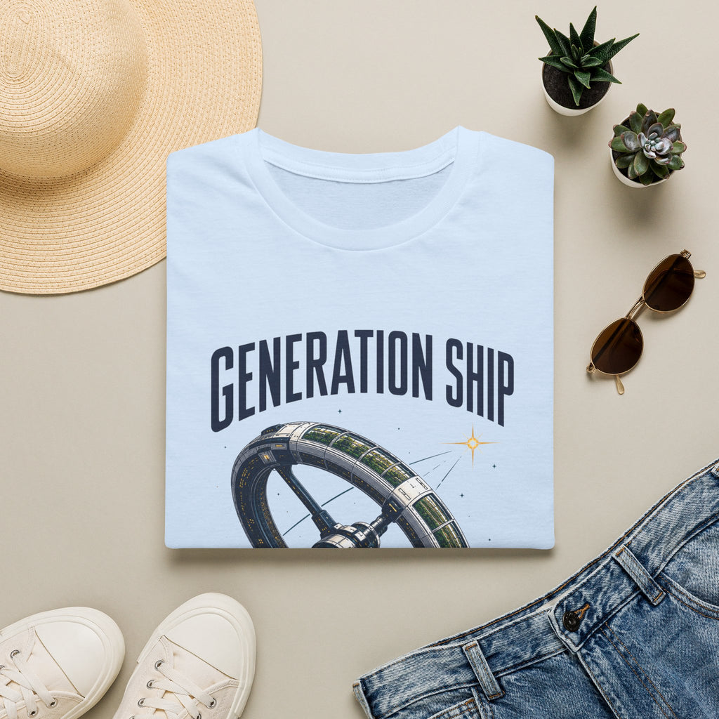Generation Ship T-Shirt — Retro Space Wheel Sci‑Fi Tee