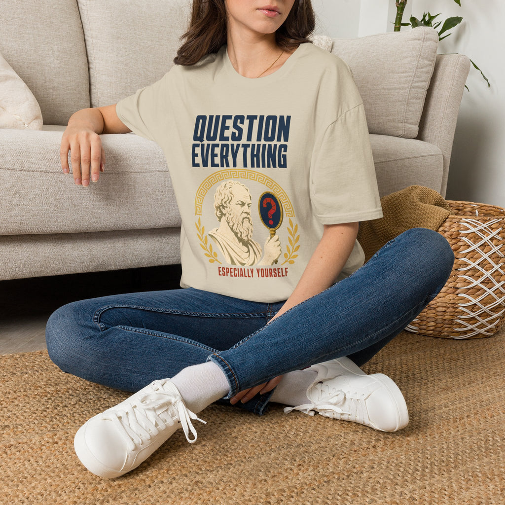 Question Everything T-Shirt — 'Question Everything, Especially Yourself' Vintage Statue Graphic Tee