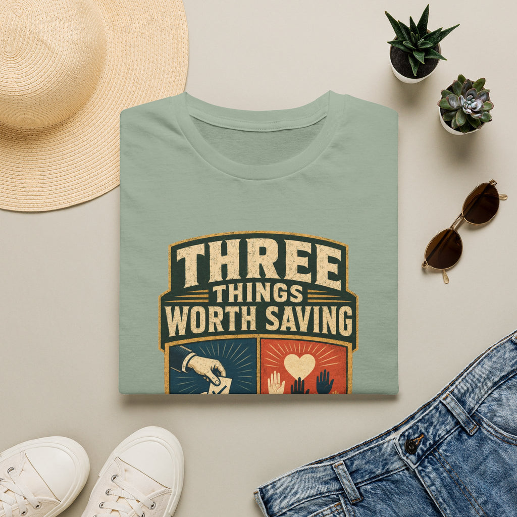Three Things Worth Saving T‑Shirt — Vintage Rescue, Family & Values Graphic Tee