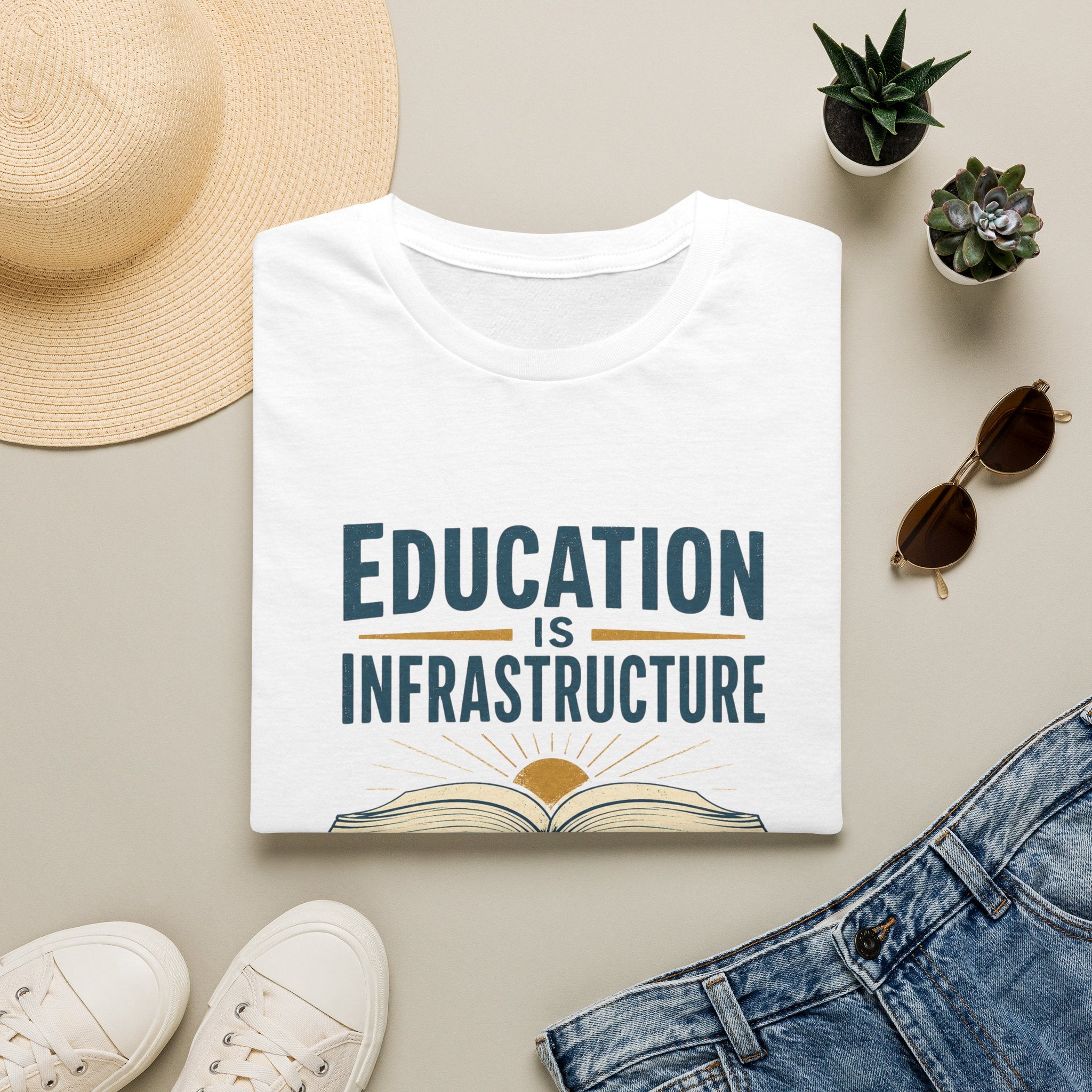 Education Is Infrastructure T-Shirt — Pro-Teachers Advocacy Tee