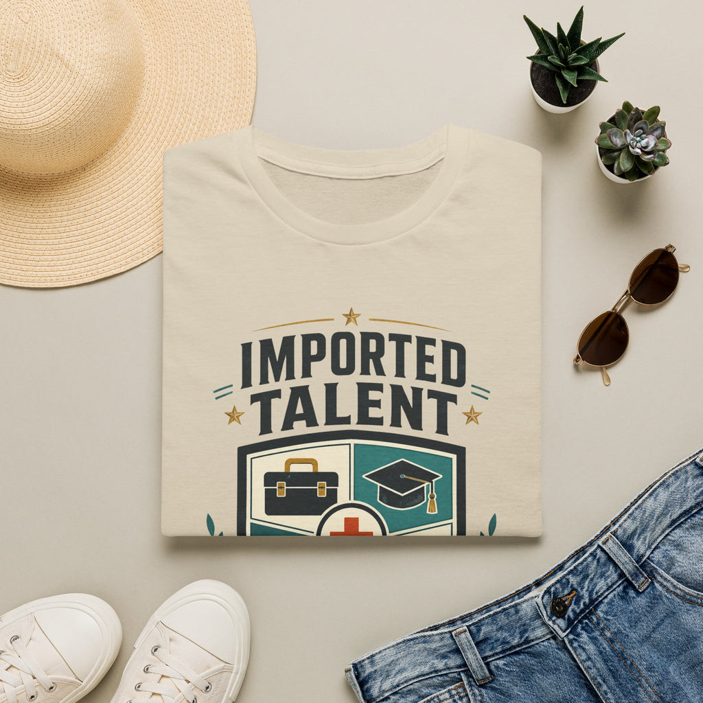 Imported Talent Crest T-Shirt — "Imported Talent, Domestic Strength" Graphic Tee