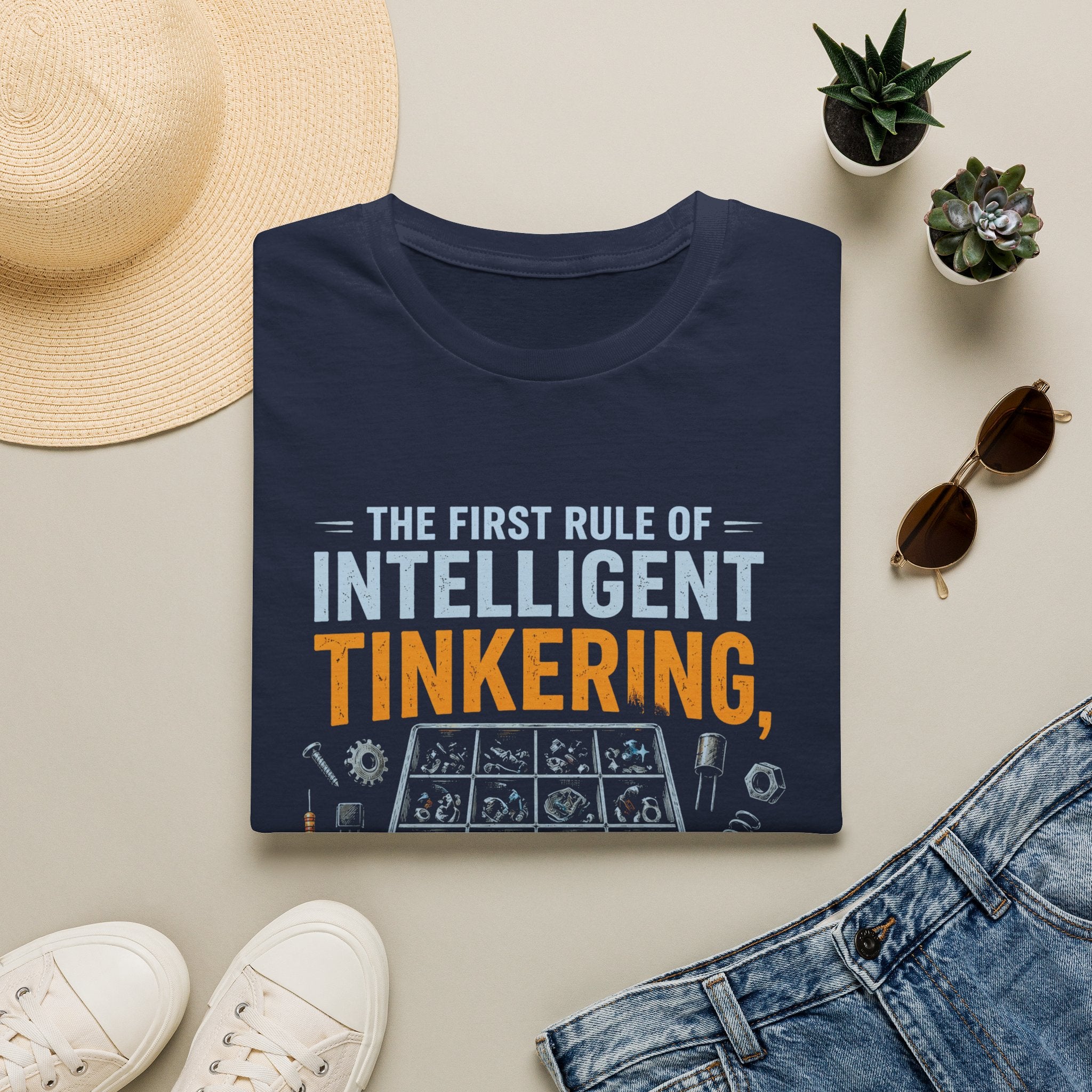 Intelligent Tinkering T-Shirt — “The First Rule of Intelligent Tinkering, Save All the Parts”