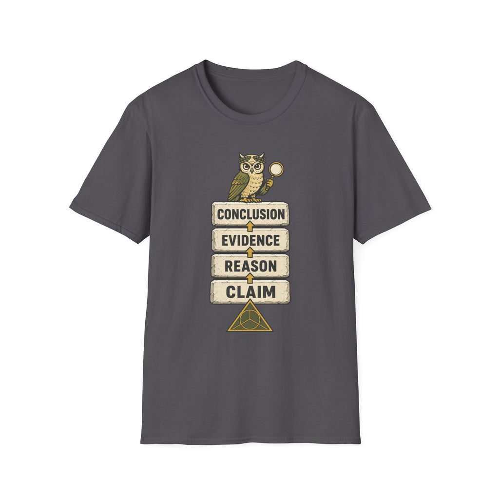 Evidence to Conclusion Graphic T-Shirt — Owl with Magnifying Glass Design
