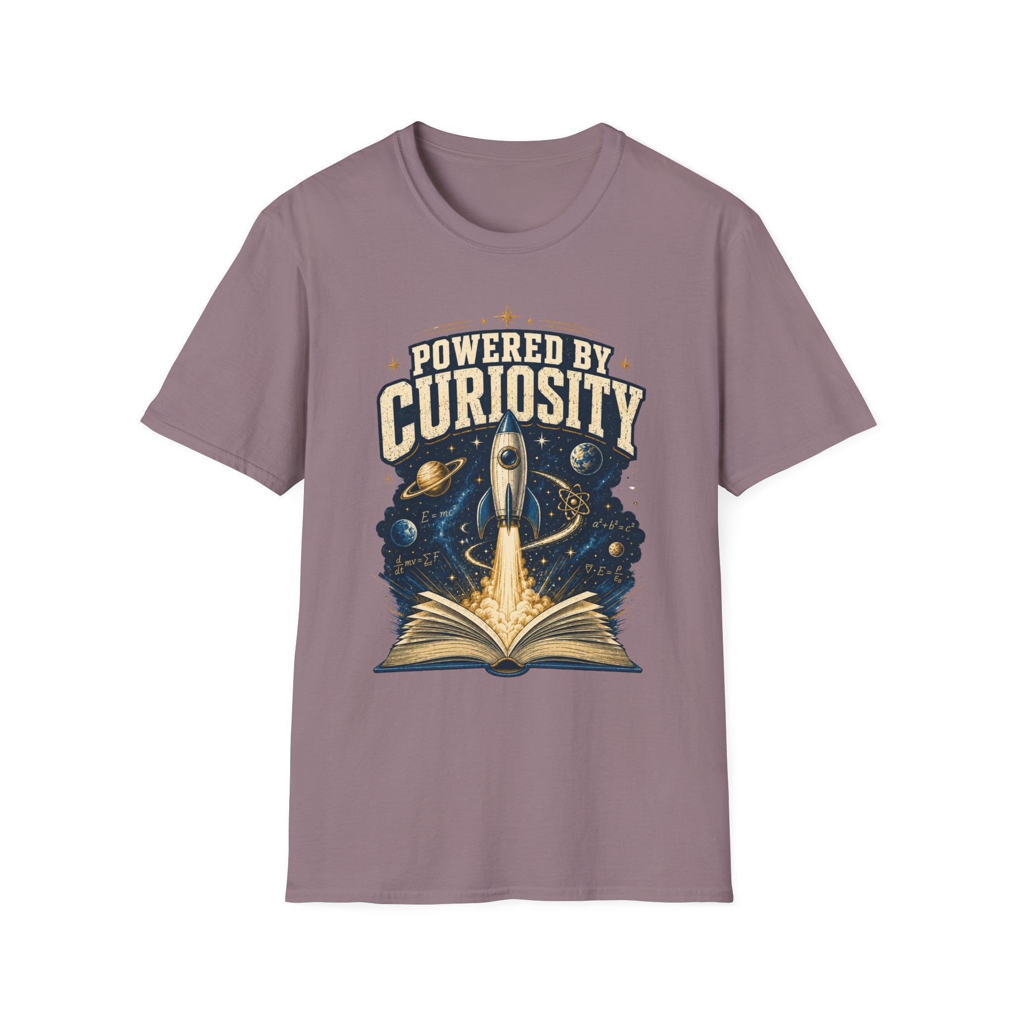Powered by Curiosity T-Shirt — Rocket Book Space Graphic Tee
