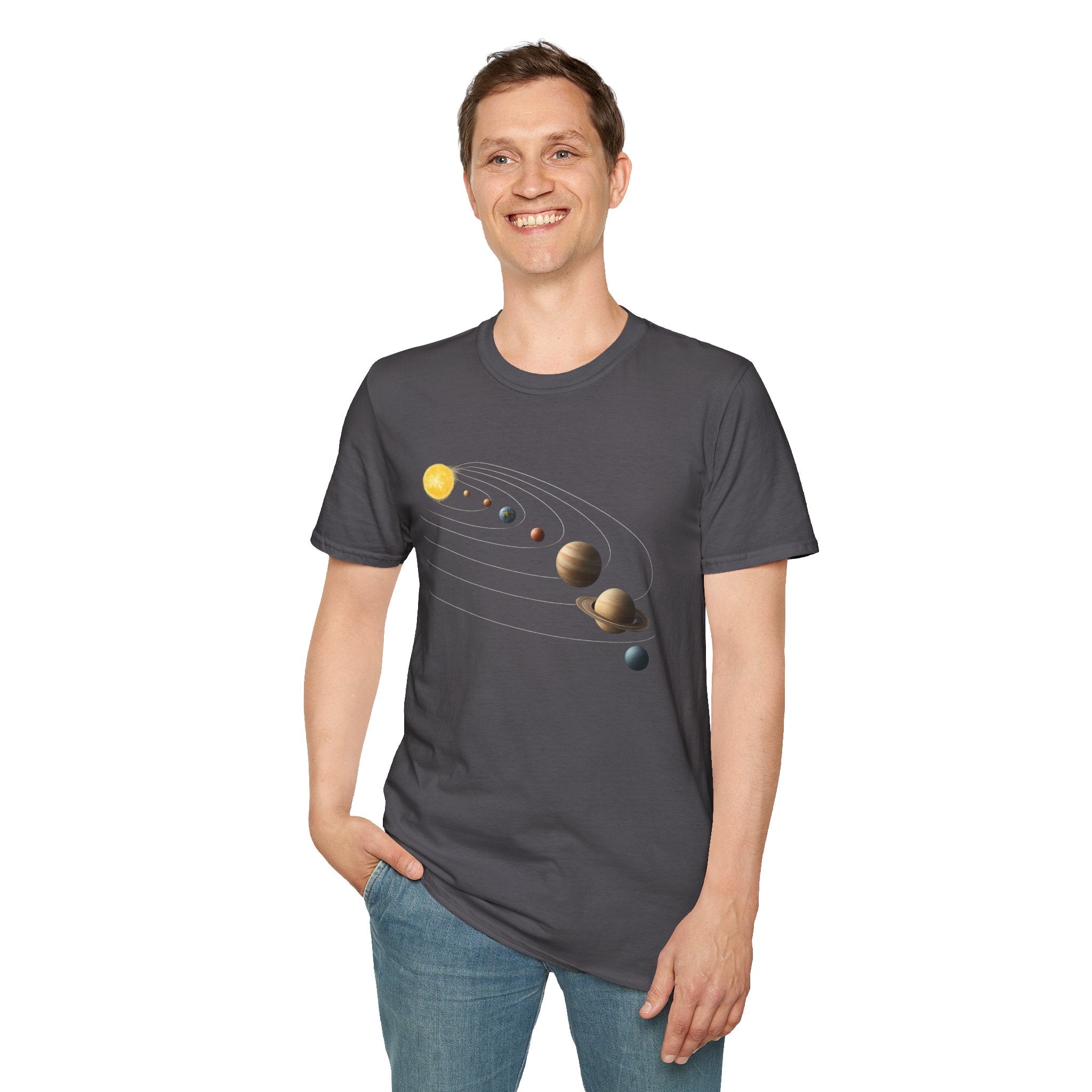 Solar System Graphic T-Shirt — Minimal Planet Lineup Tee