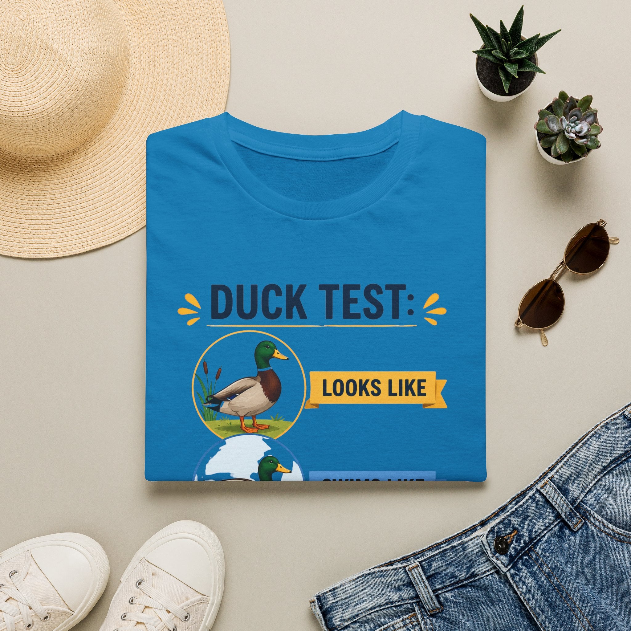 Duck Test T-Shirt — Funny “Looks Like, Swims Like, Quacks Like” Graphic Tee for Duck Lovers