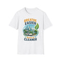 "Breathe Easier, Build Cleaner" Eco City Graphic