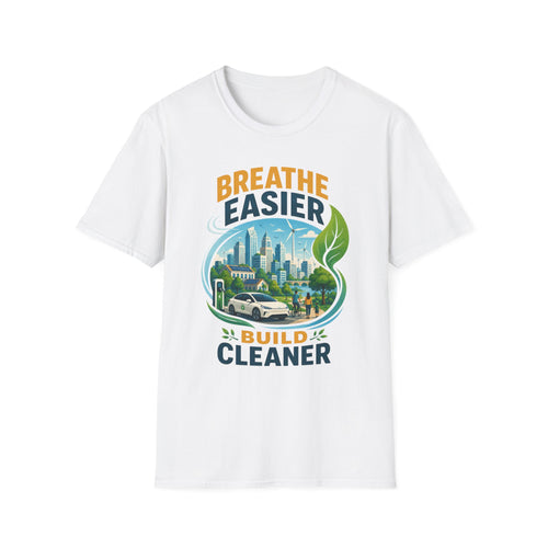 "Breathe Easier, Build Cleaner" Eco City Graphic