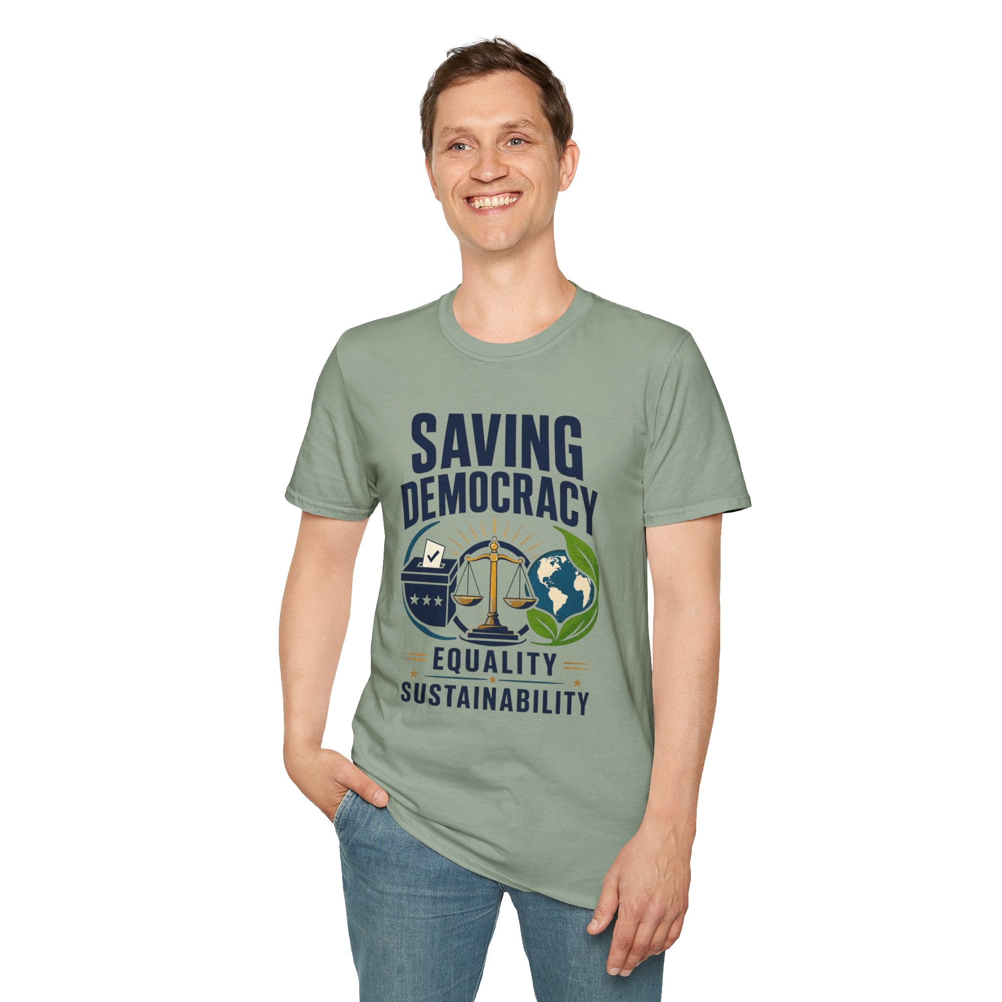 Saving Democracy T-Shirt — Equality & Sustainability Graphic Tee