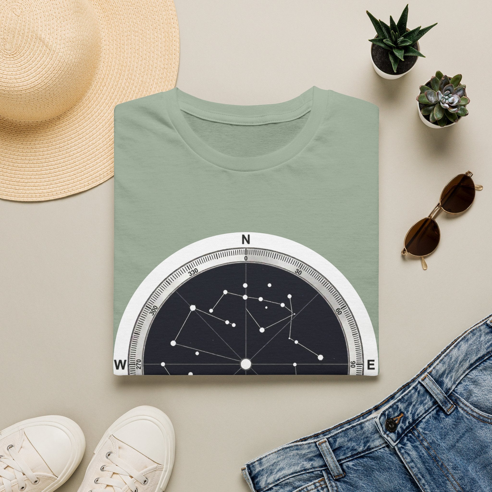Constellation Compass T-Shirt — Night Sky Star Map Tee