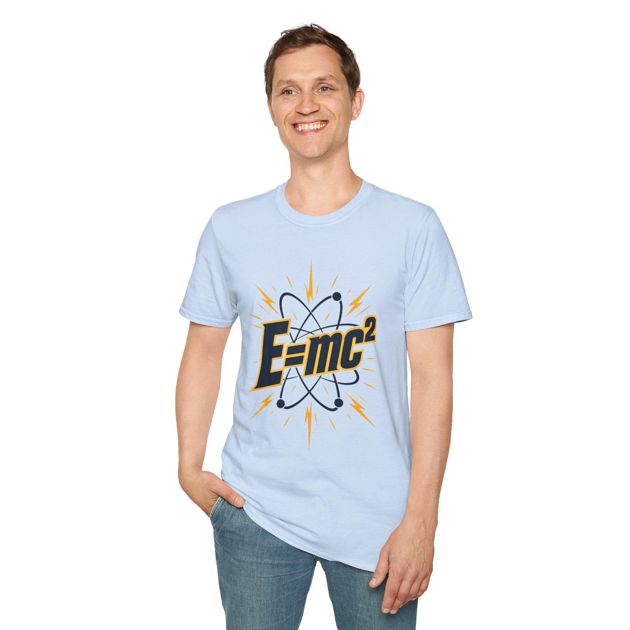 E=mc Atom Graphic T-Shirt — Retro Science Tee for Physics Lovers