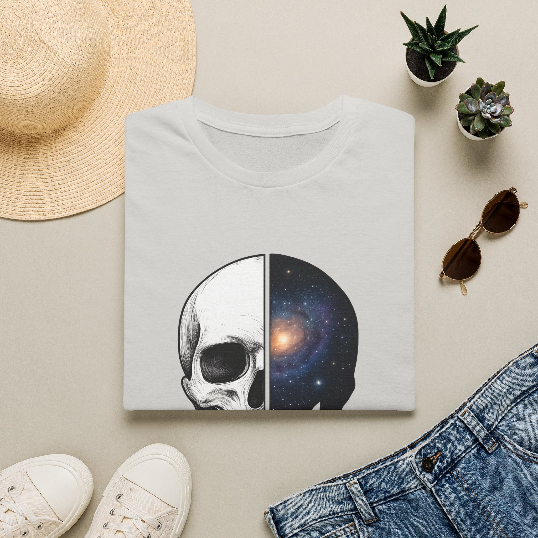 Skull & Galaxy T-Shirt — "Reason in a Silent Universe" Graphic Tee