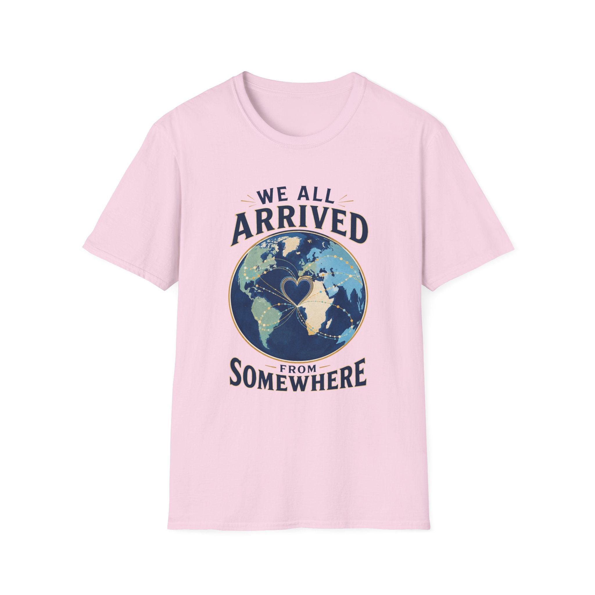 "We All Arrived From Somewhere" Earth Graphic Tee (Travel & Unity)