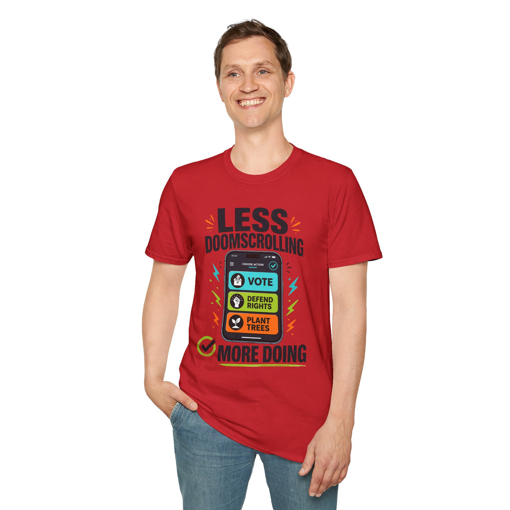 "Less Doomscrolling, More Doing" Motivational Graphic Tee