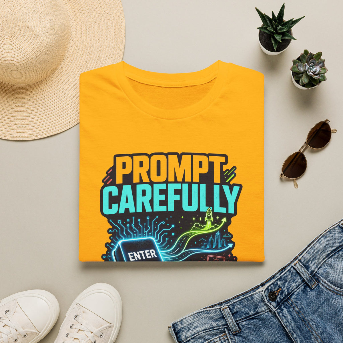 Prompt Carefully T-Shirt — "Prompt Carefully" AI Humor Tee
