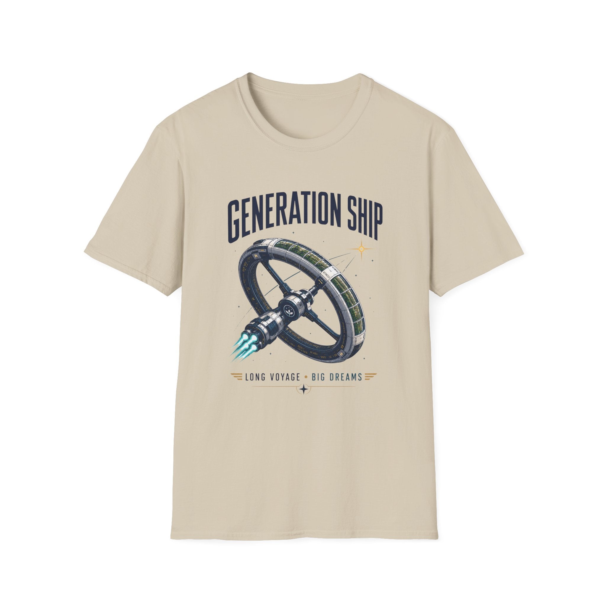 Generation Ship T-Shirt — Retro Space Wheel Sci‑Fi Tee