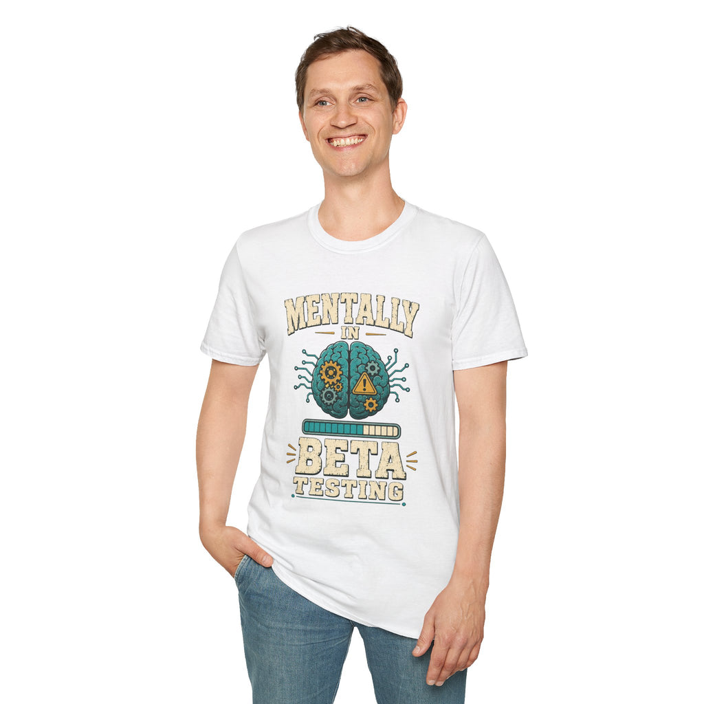 "Mentally In Beta Testing" Retro Brain Graphic Tee
