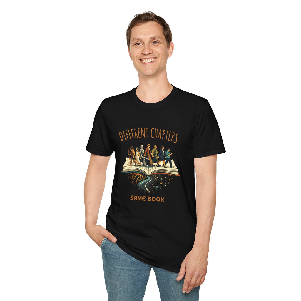 Different Chapters Same Book T-Shirt — Inspirational Reading & Life Journey Tee