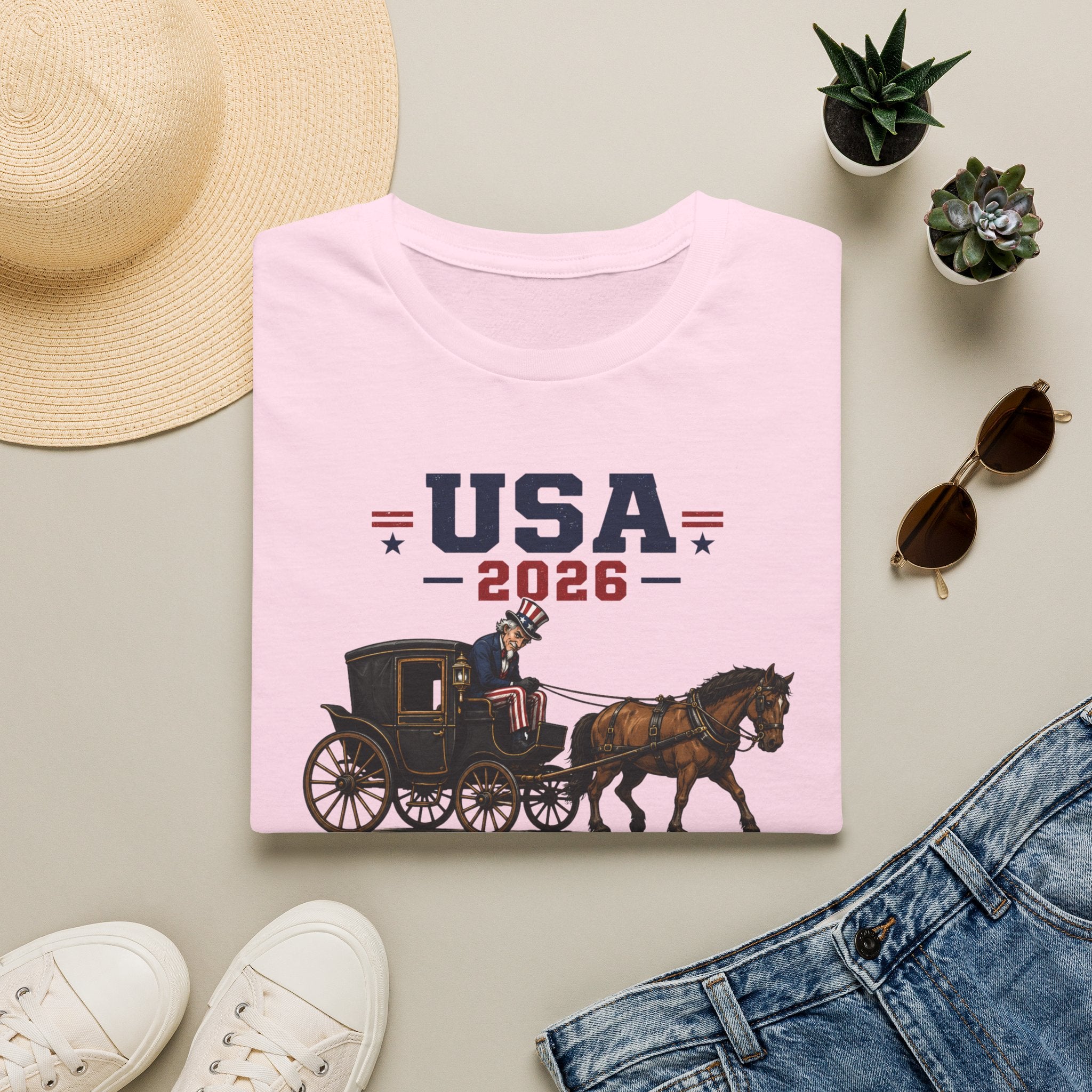 USA 2026 Campaign T‑Shirt — Patriotic Coach & Horse Graphic Tee
