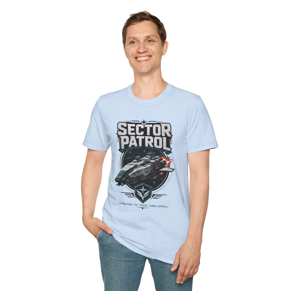 Sector Patrol T-Shirt — Sci‑Fi Space Fleet Badge Tee
