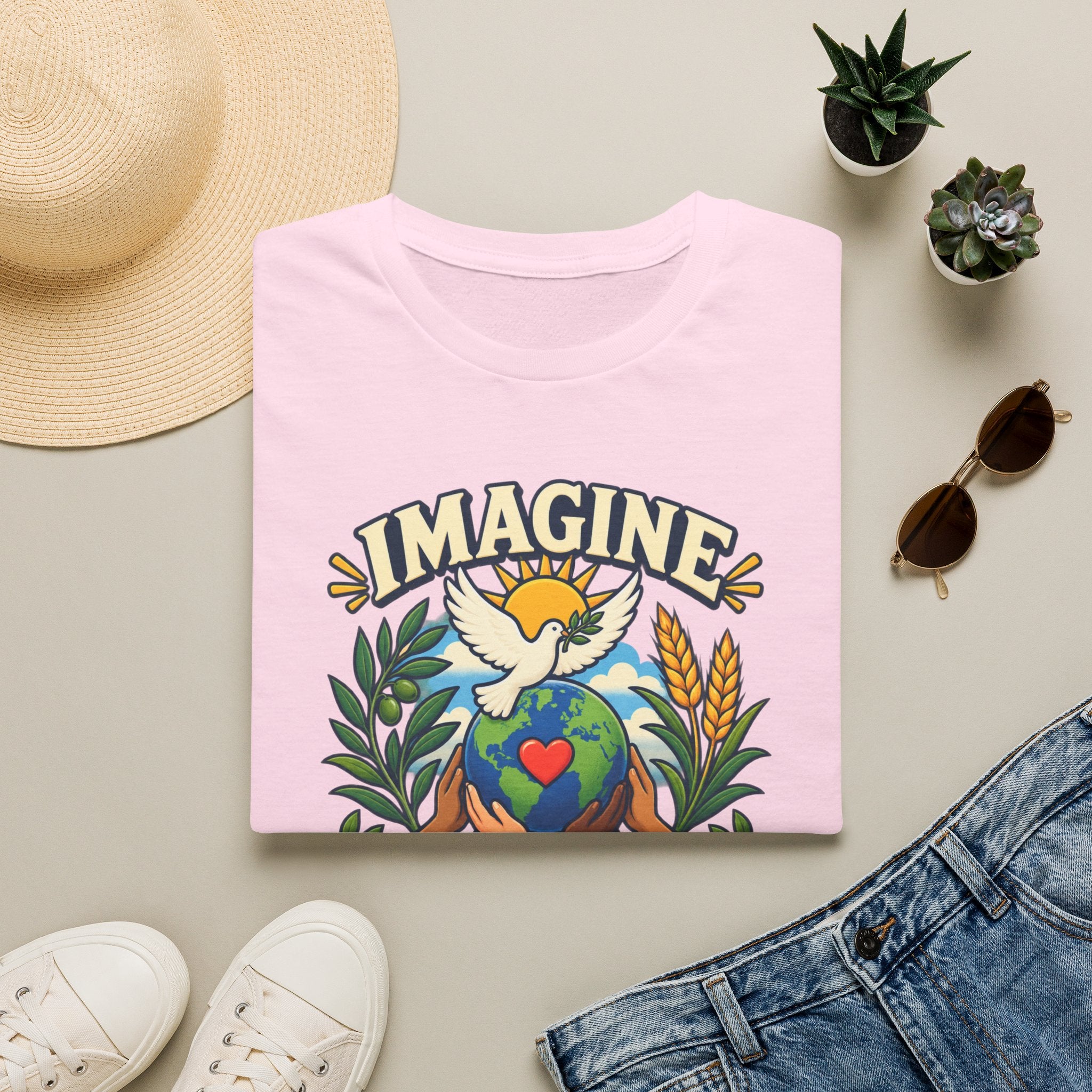 Imagine Peace T-Shirt — Dove, Earth & Plants Graphic Tee
