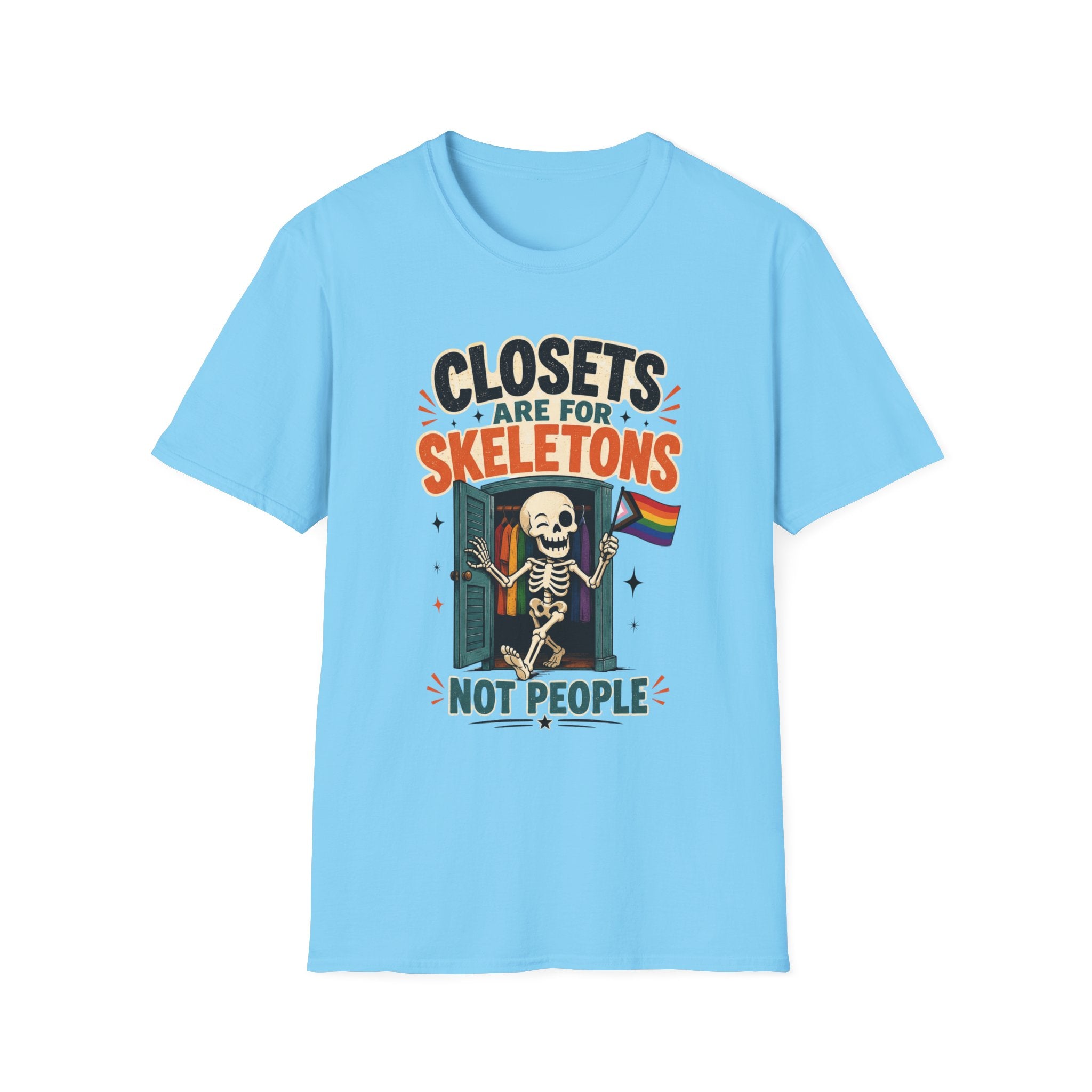 "Closets Are for Skeletons, Not People" Pride Graphic Tee