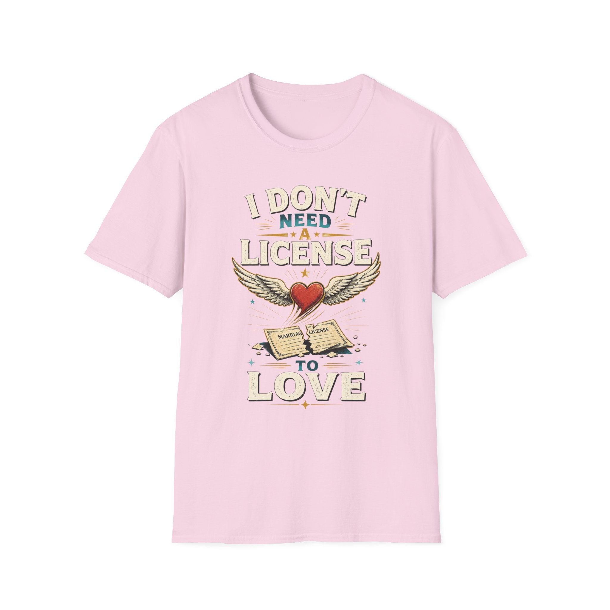 "I Don't Need a License to Love" Vintage Heart & Wings Design
