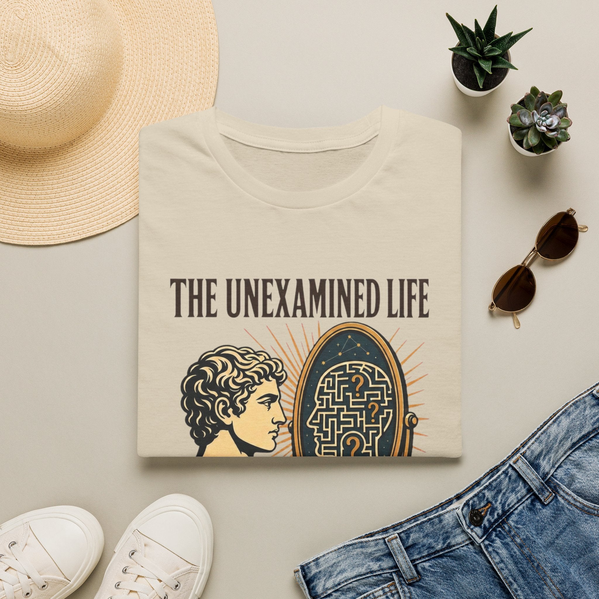 'The Unexamined Life' Philosophical Graphic Tee (Mirror Maze Design)
