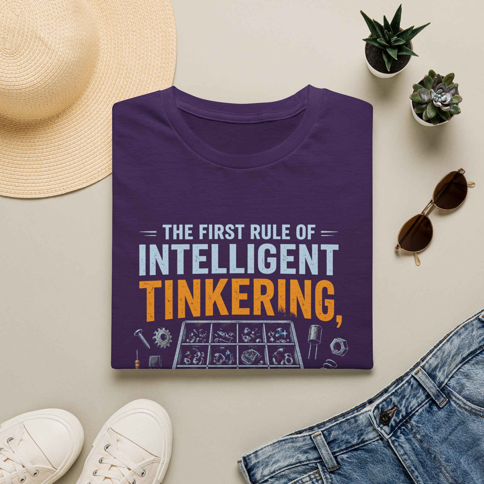 Intelligent Tinkering T-Shirt — “The First Rule of Intelligent Tinkering, Save All the Parts”