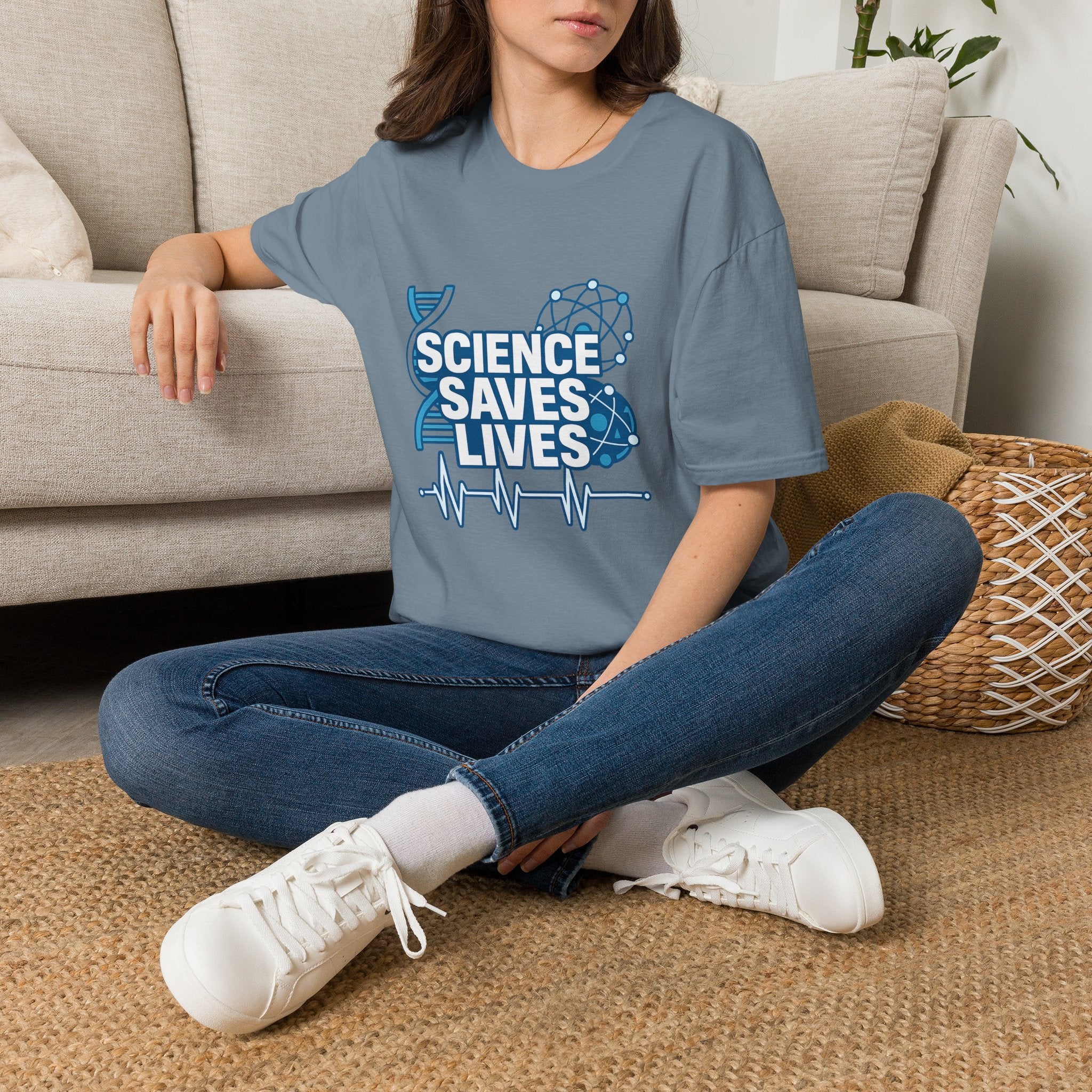 Science Saves Lives T-Shirt — STEM DNA & Heartbeat Graphic Tee