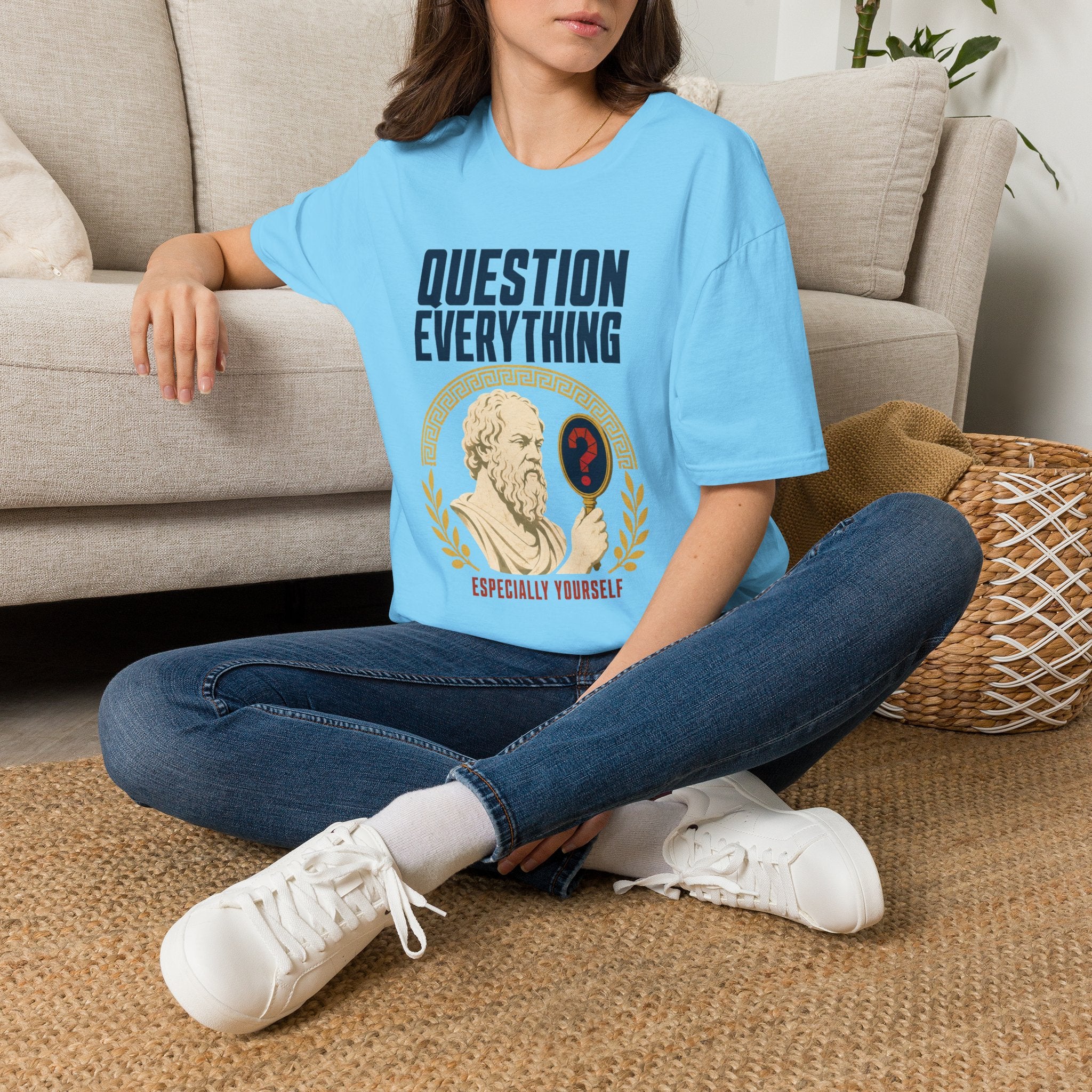 Question Everything T-Shirt — 'Question Everything, Especially Yourself' Vintage Statue Graphic Tee