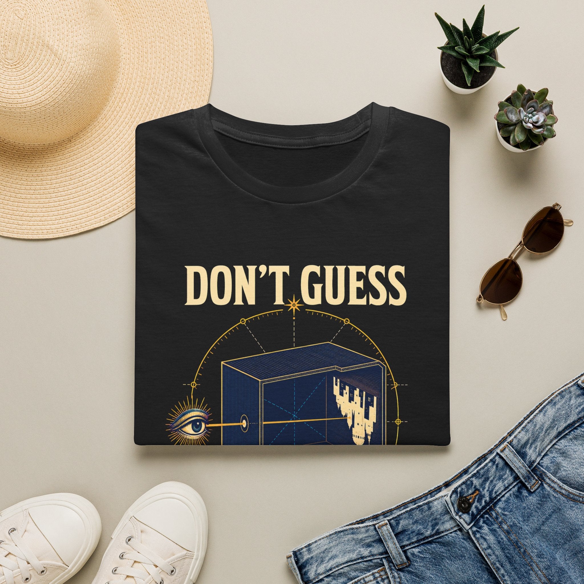 Don't Guess Box Graphic T-Shirt — 'Test the Light' Mystical Eye Tee