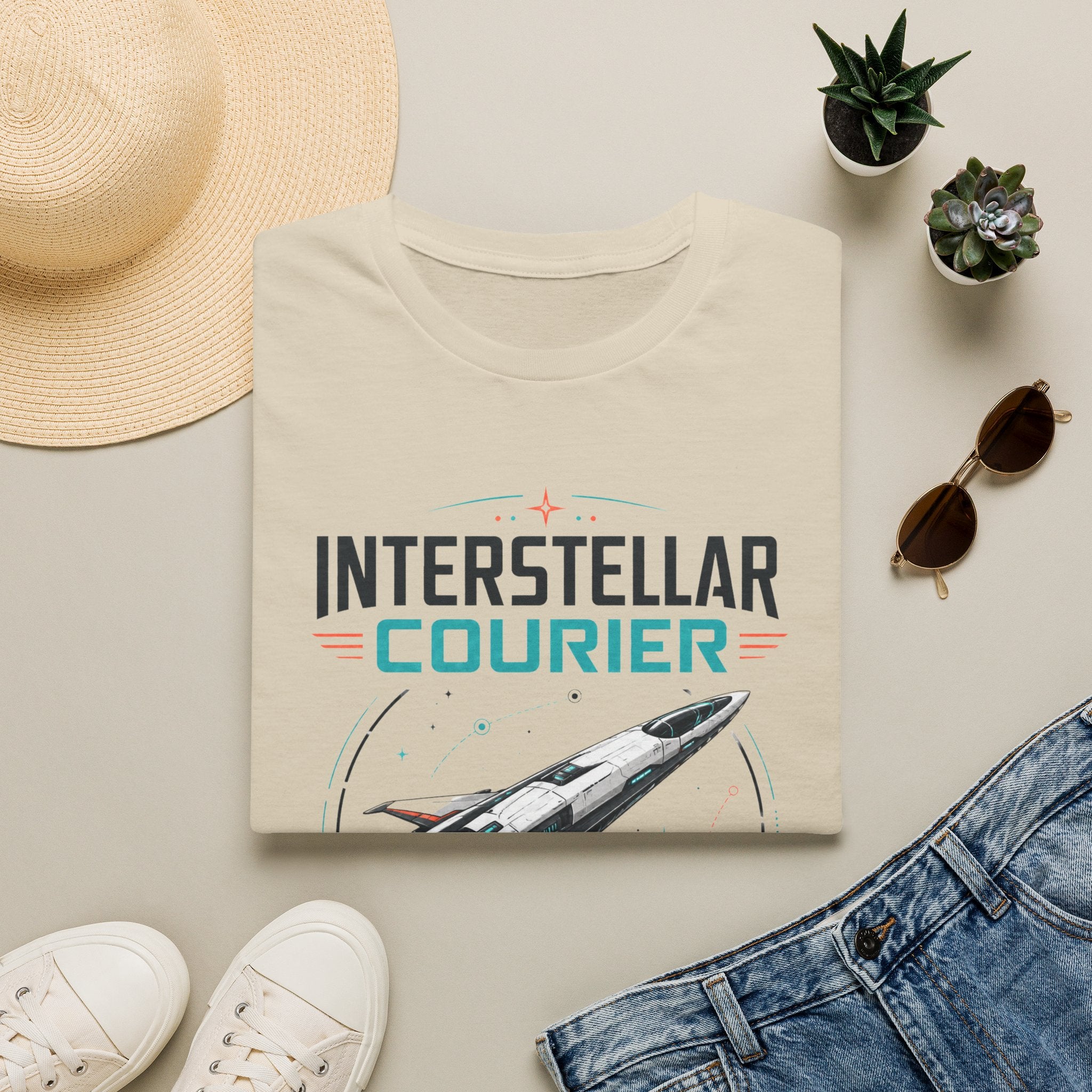Interstellar Courier T‑Shirt — Retro Space Rocket Tee for Sci‑Fi Fans