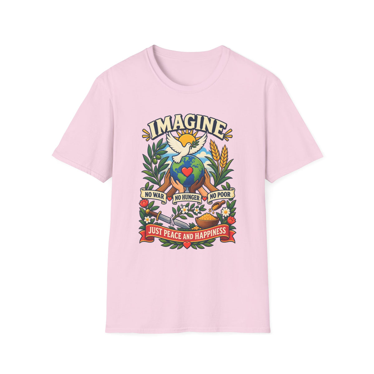 Imagine Peace T-Shirt — Dove, Earth & Plants Graphic Tee