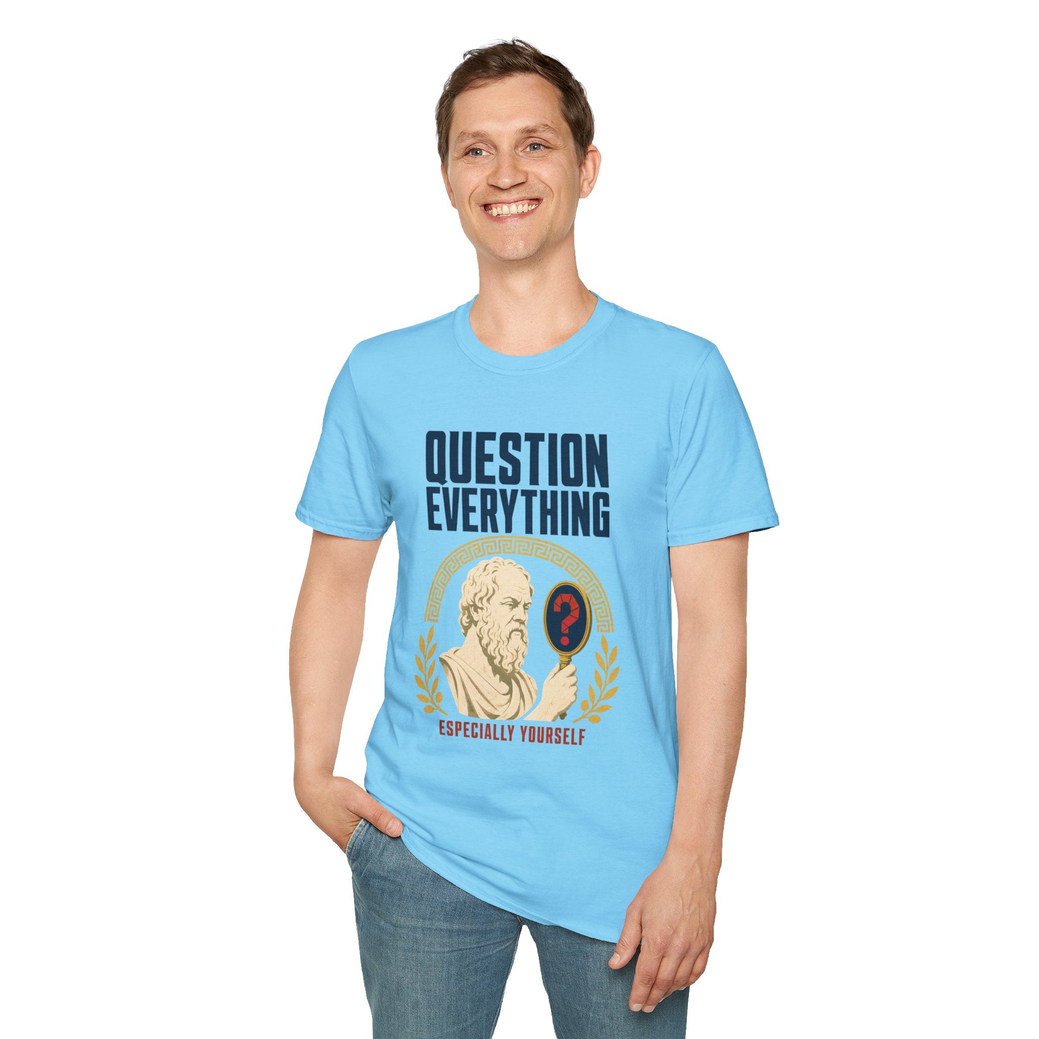 Question Everything T-Shirt — 'Question Everything, Especially Yourself' Vintage Statue Graphic Tee