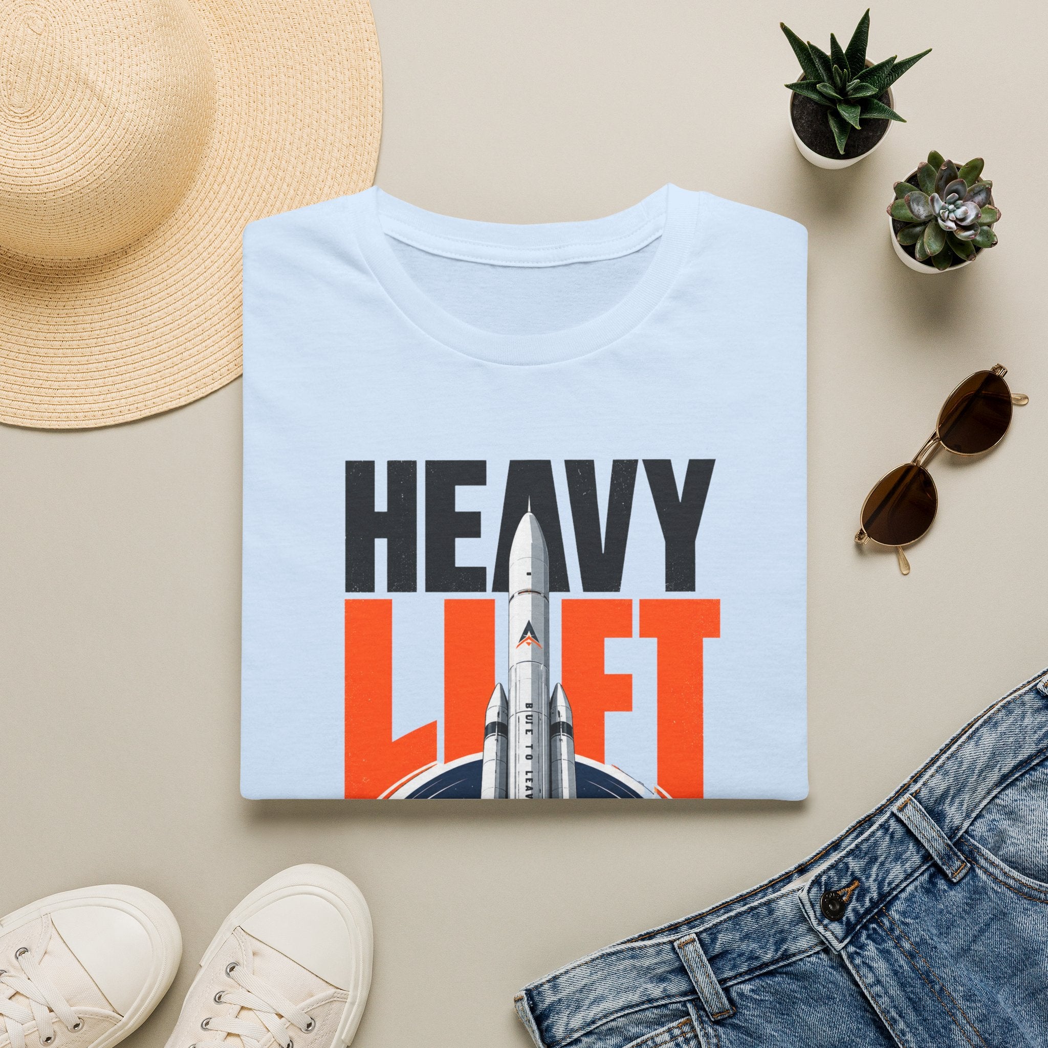 Heavy Lift Rocket T-Shirt — Retro Space Launch Graphic Tee