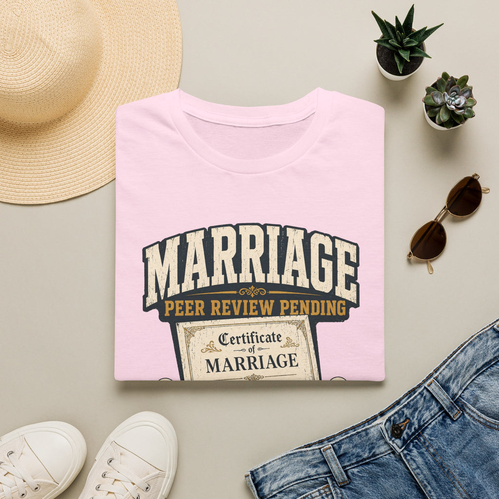 Marriage 'Peer Review Pending' T‑Shirt – Funny Engagement/Bridal Shower Tee