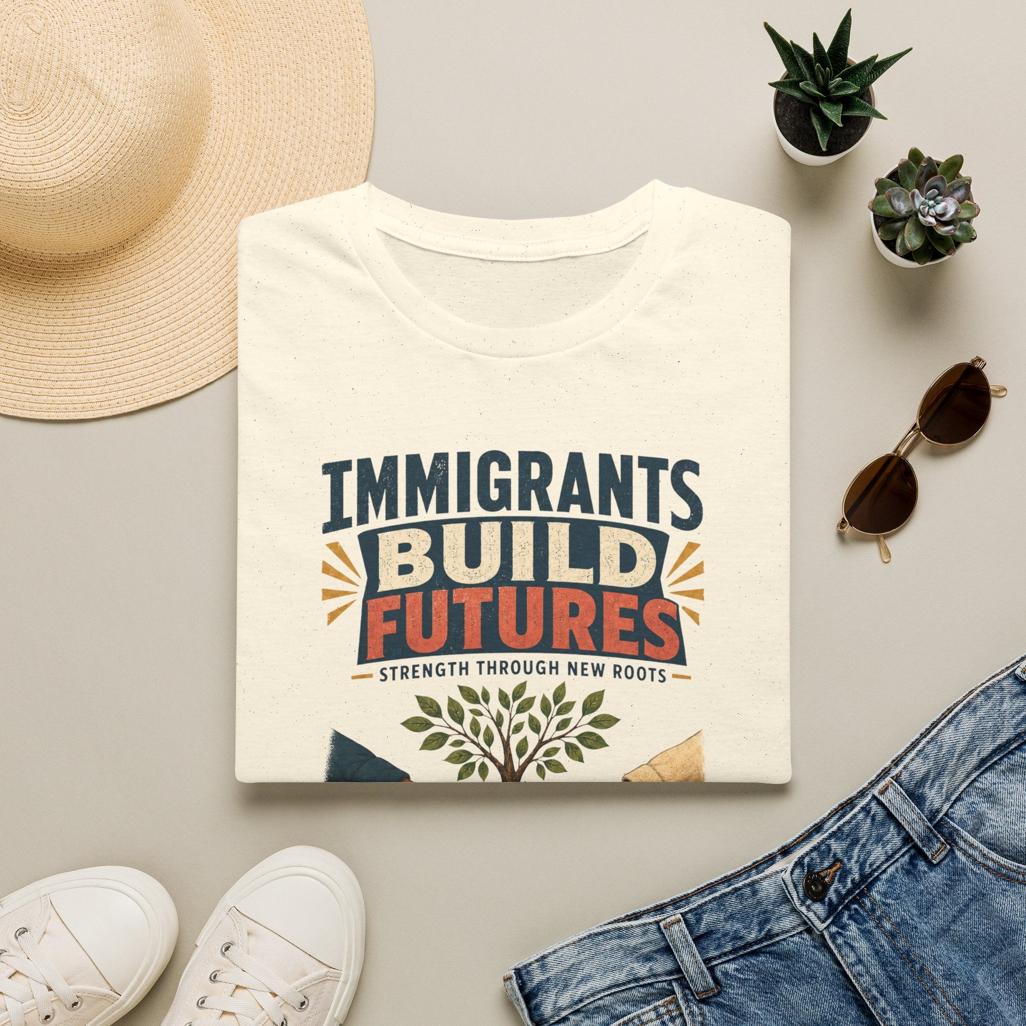 Immigrants Build Futures T-Shirt – Strength Through New Roots Tee