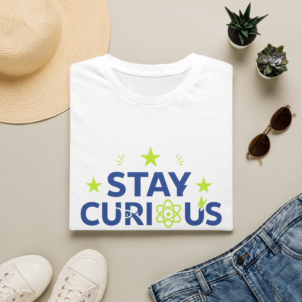 Stay Curious T-Shirt — STEM Science Tee with Atom & Stars