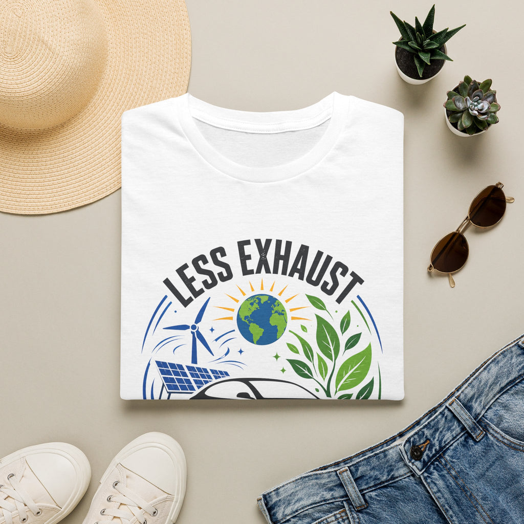 Eco-Friendly Tee — "Less Exhaust, More Earth" Environmental Graphic Shirt