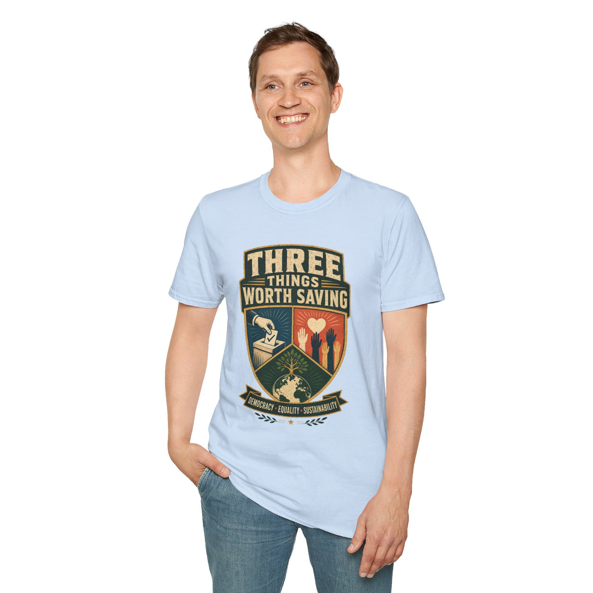 Three Things Worth Saving T‑Shirt — Vintage Rescue, Family & Values Graphic Tee