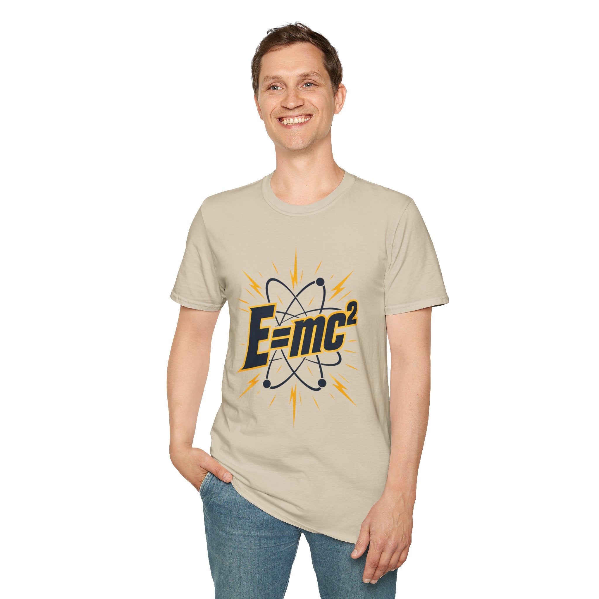 E=mc Atom Graphic T-Shirt — Retro Science Tee for Physics Lovers