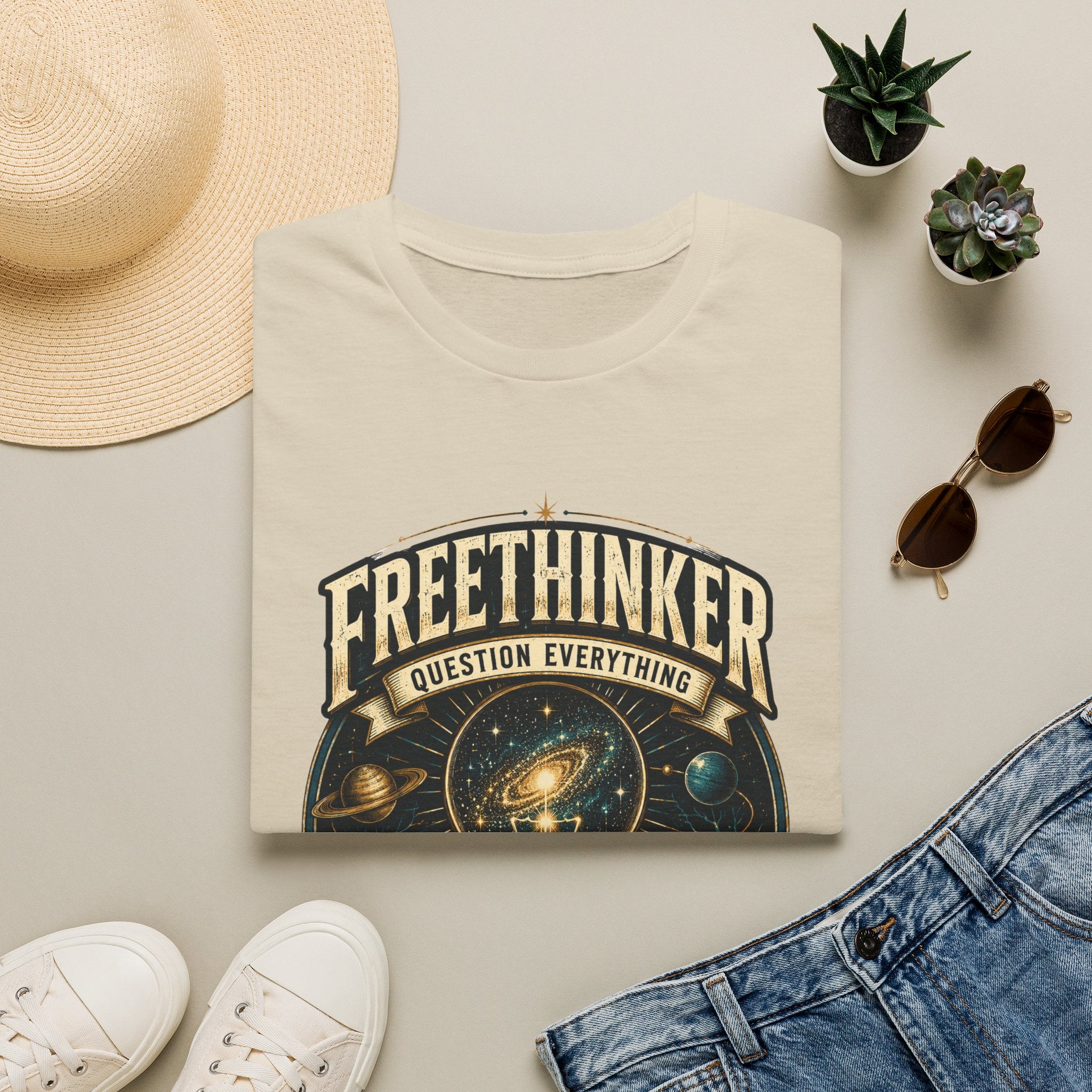 Freethinker Graphic T-Shirt — "Question Everything" Lightbulb Design